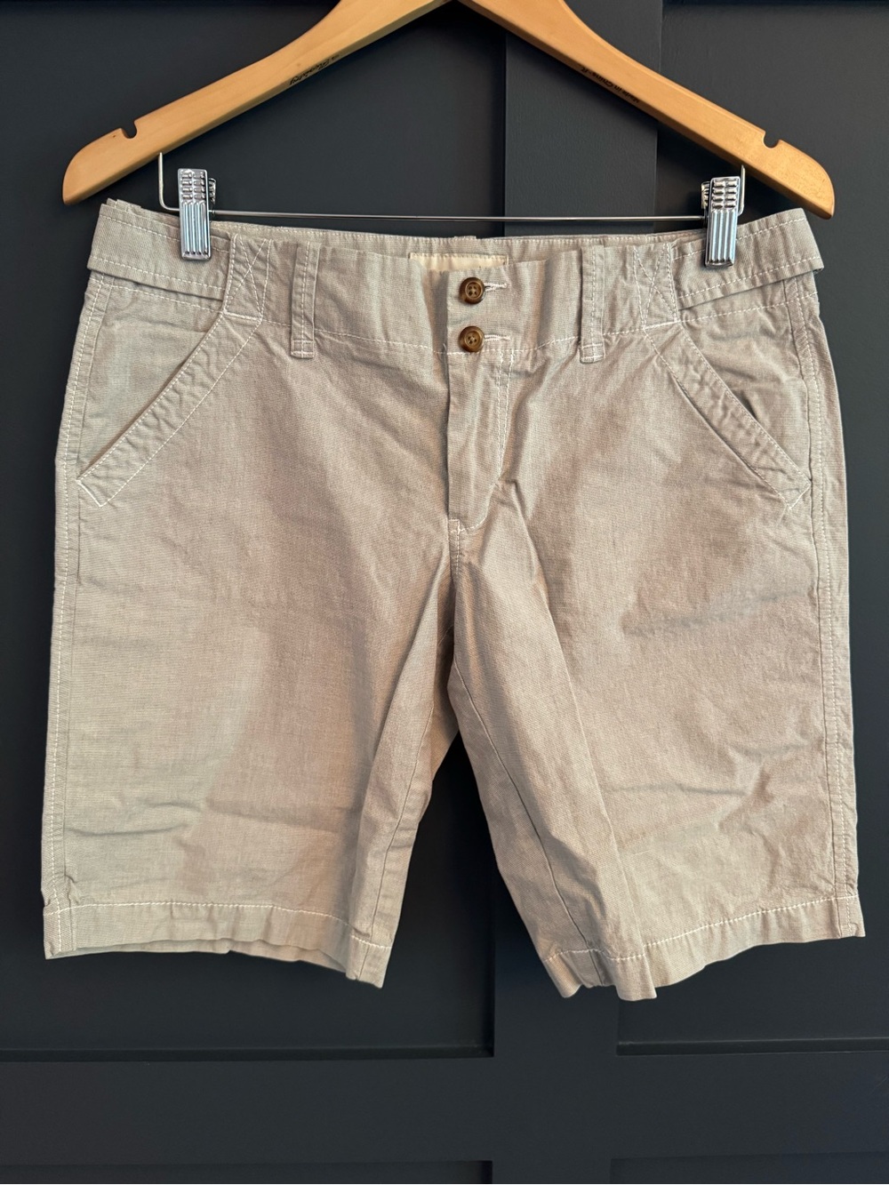 Old Navy Khaki Flat-Front Cotton Shorts